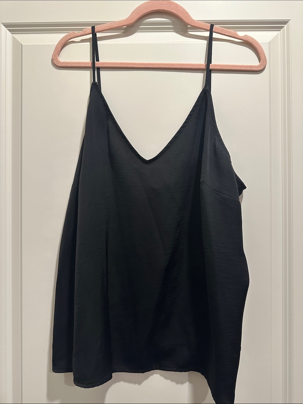 a new day Black V-Neck Satin Cami with Thin Straps